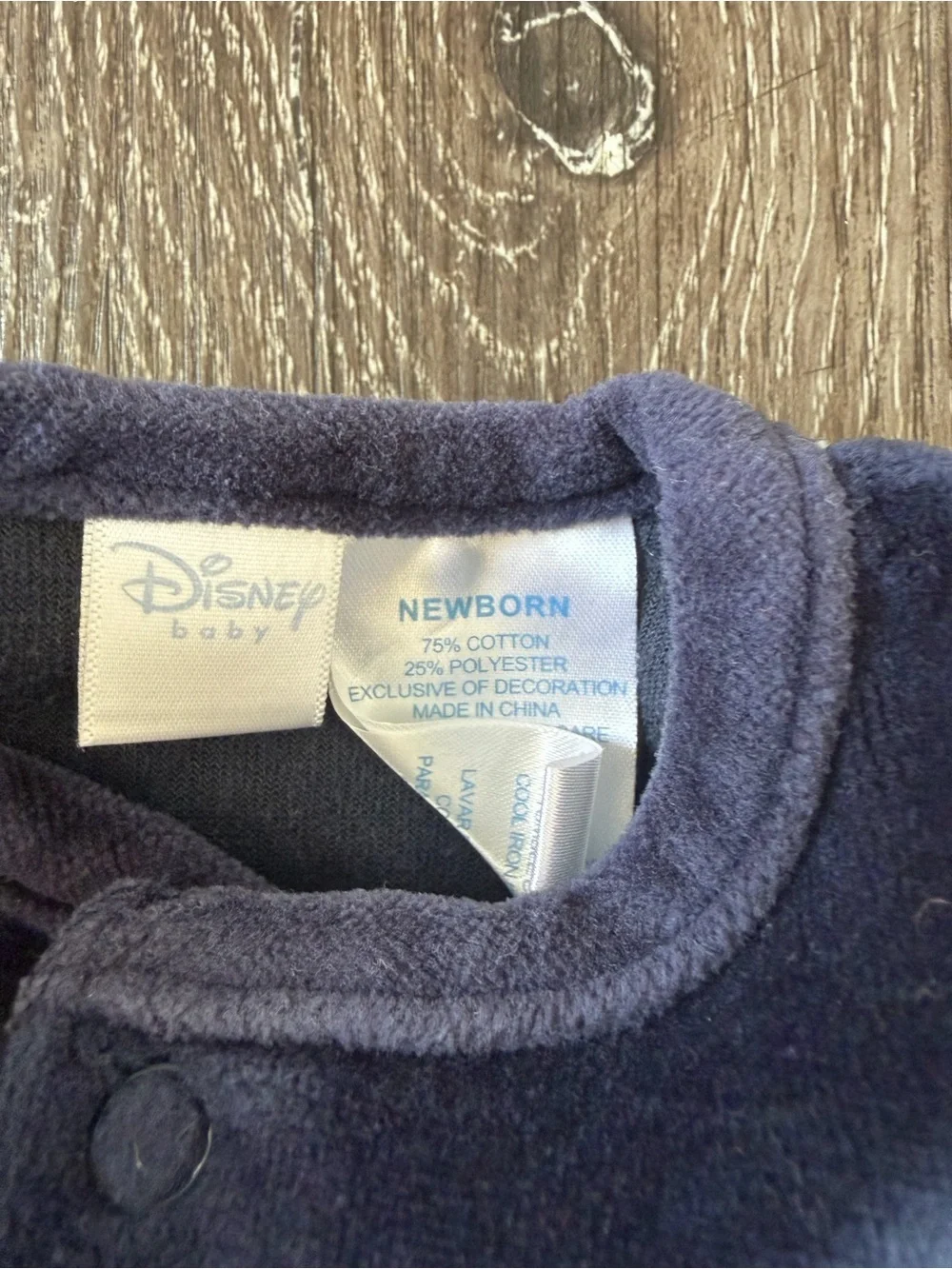 Disney Navy Velour Vintage Baby Footed One-Piece with Winnie the Pooh Patch